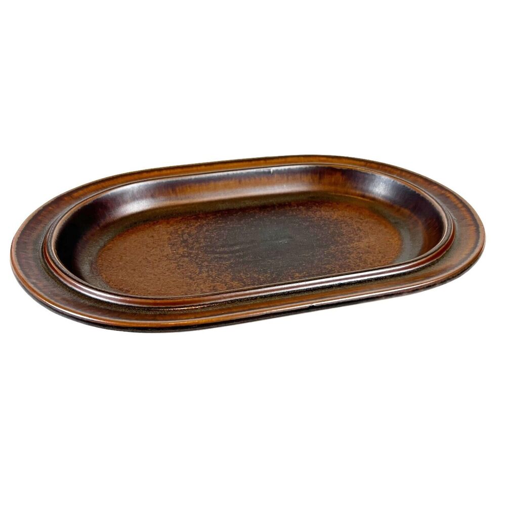 Arabia Ruska Oval Serving Platter 14" x 9.5" Finland Ulla Procope Drk Brwn Matte